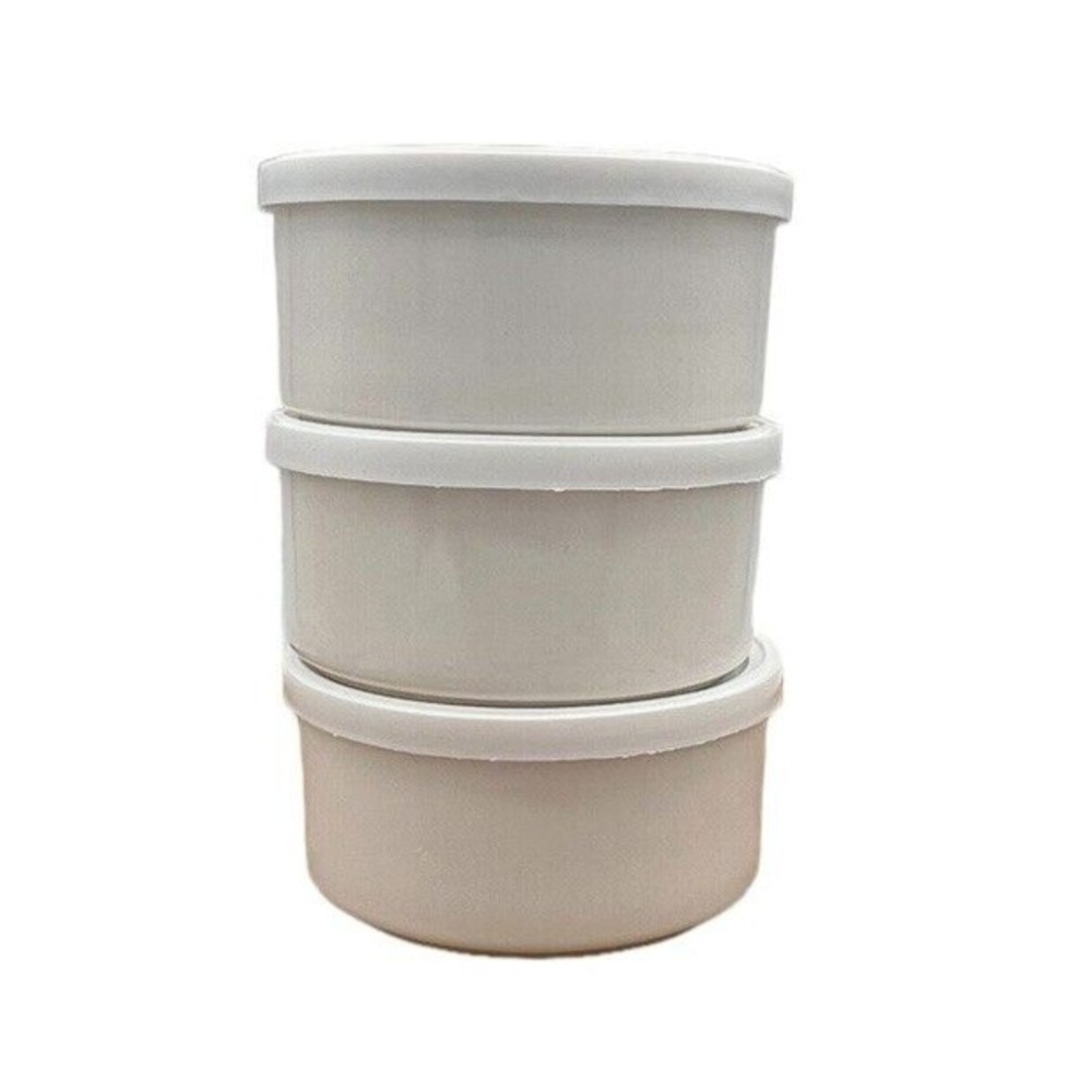 Cermer Ceramic Ramekins with Lids White Custard Cups‎ Creme Brulee Baking Set 3